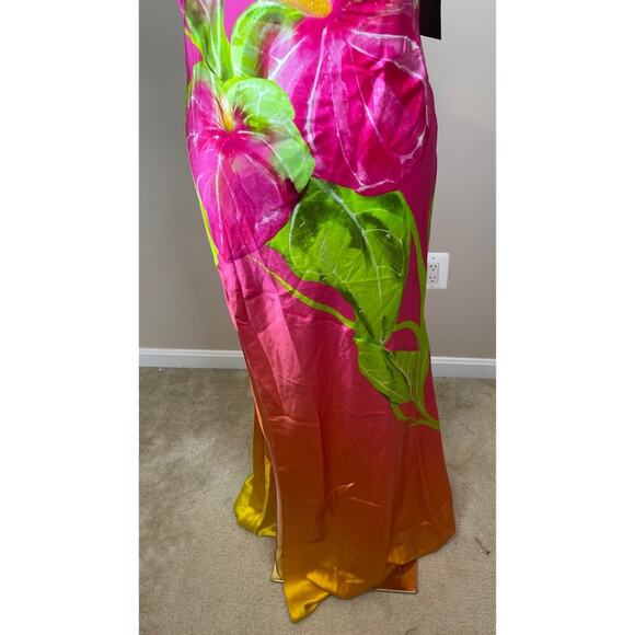 RETROFETE Aiyanna Silk Floral Strapless Ombre Anthurium Maxi Dress Size XL - Picture 5 of 9